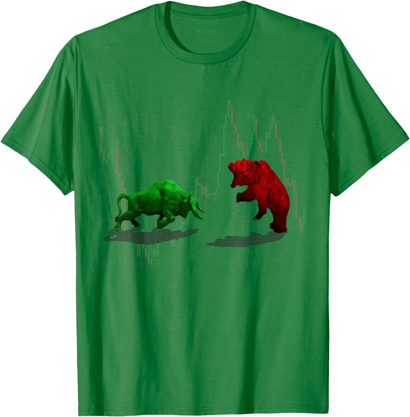 Stock Market Bulls vs Bears Graphic T-Shirt - Kelly Green