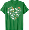 Love Bunnies Funny Rabbit Heart Small T-Shirt in Kelly Green