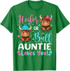 Reveal Party Highland Cow Bull or Heifer Auntie Loves You Highland Cow Lover T-Shirt - Kelly Green