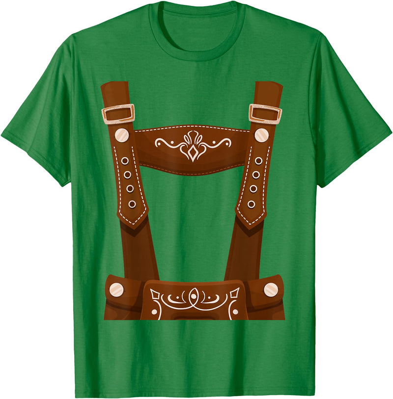 Bavarian Oktoberfest Halloween Costume Oktoberfest Costume Halloween Lederhosen T-Shirt - Kelly Green