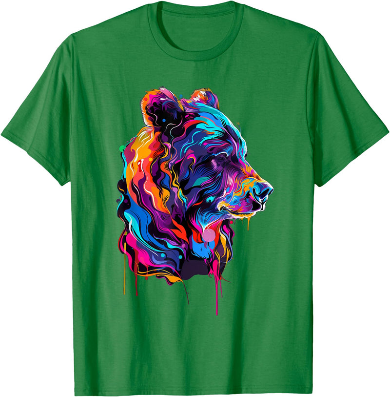 Bear Design Colourful Bear T-Shirt - Kelly Green
