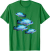 Cichlid Aquarium Tees Electric Blue Acara Cichlids Aquarium Fish Breeders Keepers T-Shirt - Kelly Green