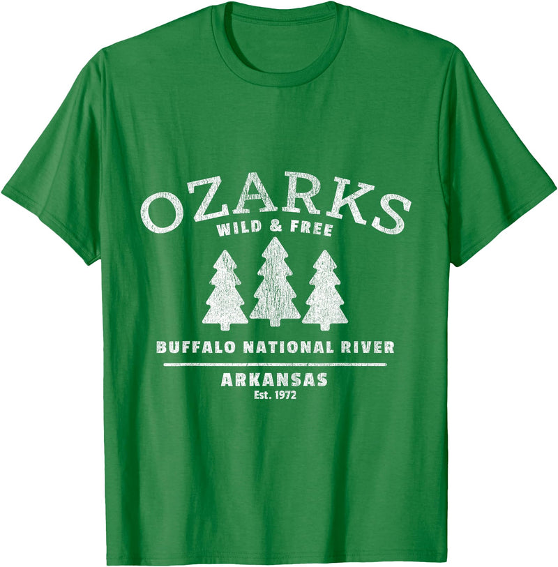 Arkansas Wilderness Designs and Gifts Buffalo National River - Arkansas - Ozark Mountains T-Shirt - Kelly Green