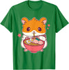Cute Hamster Eating Ramen Hamster Lovers T-Shirt - Kelly Green