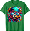 Funny Teddy Bear Lovers Colorful Hip Hop Teddy Bear Sunglasses Rap Music T-Shirt - Kelly Green