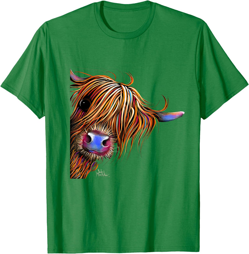 SHiRLeY MacARTHuR HiGHLaND CoW PRiNT ANiMaL PRiNT ' SuGaR LuMP ' T-Shirt - Kelly Green