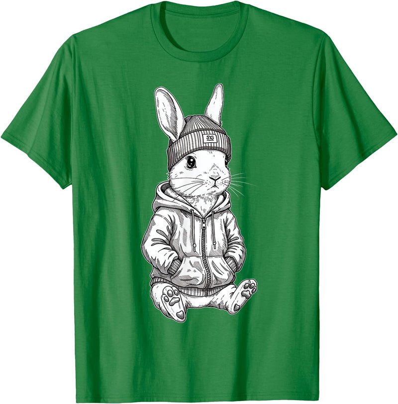 Urban Streetwear Bunny – Cool Hipster Rabbit Design Hoodie in Kelly Green