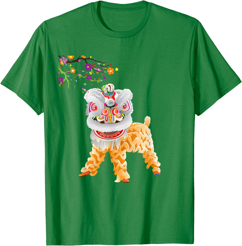 Lion Dance Shirt Chinese Costume Beautiful Chinese Lion Dance Shirt Outfit Costume Gift T-Shirt - Kelly Green