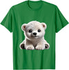 Just Sweet Designs Cute Polar Bear Cub Design T-Shirt, Small, Black - Kelly Green