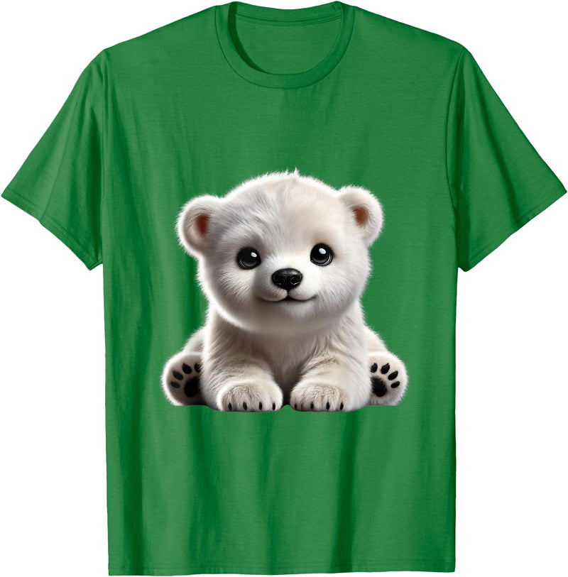 Just Sweet Designs Cute Polar Bear Cub Design T-Shirt, Small, Black - Kelly Green