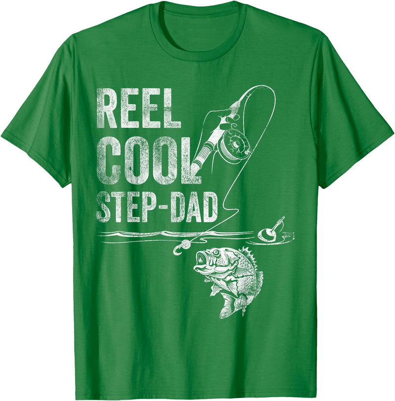 Reel Cool Step-Dad Fish Fishing Father's Day Shirt Reel Cool Step-Dad Fish Fishing Shirt Father's Day Gift T-Shirt - Kelly Green