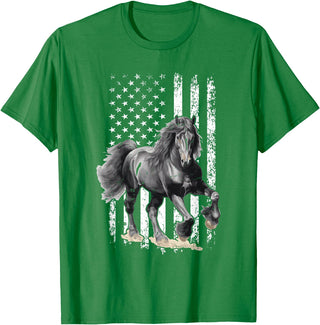 Friesian Design USA Flag Horse Relax it´s a Friesian T-Shirt - Kelly Green