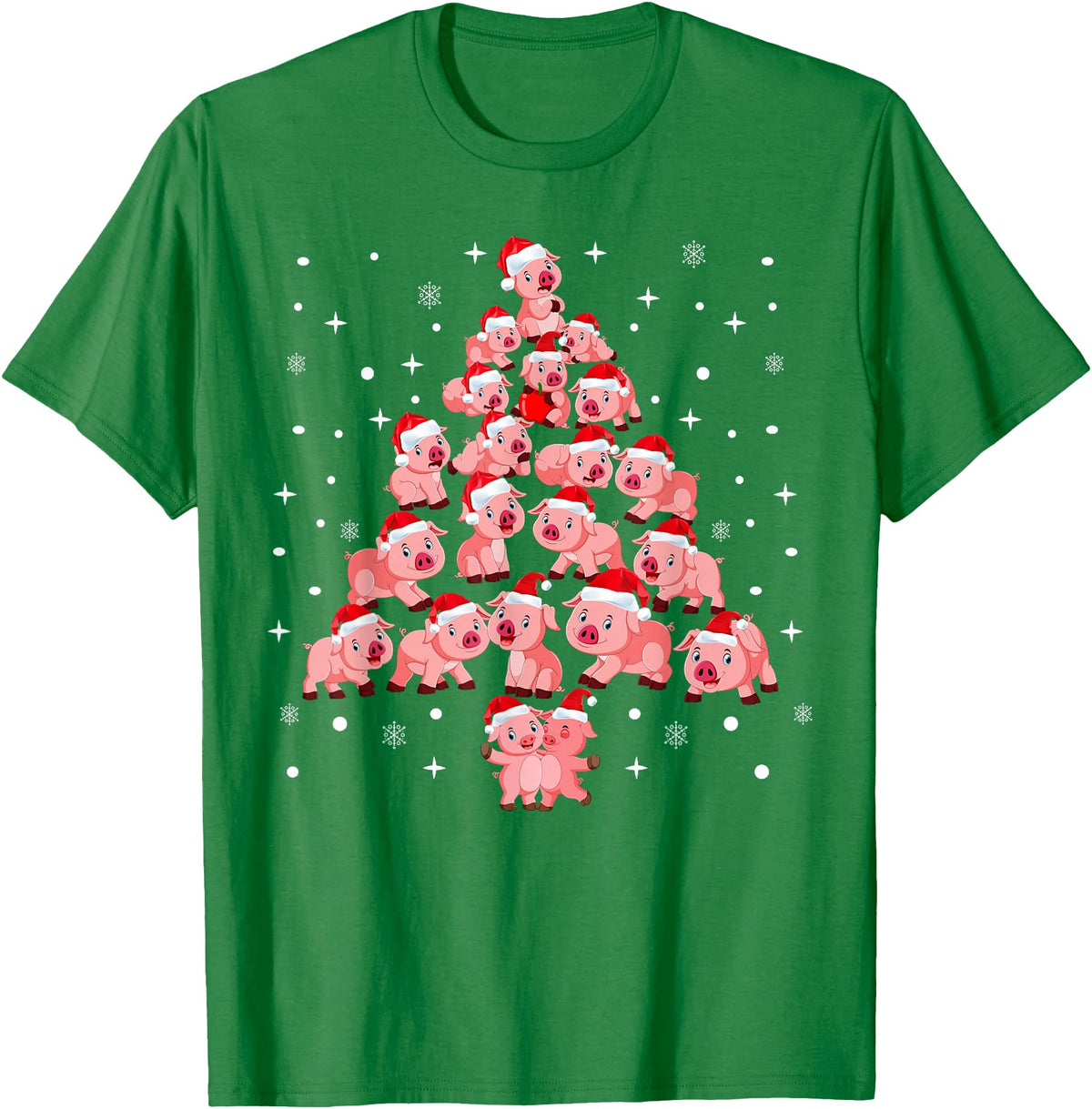 Pig Christmas Tree Funny Xmas Gifts Apparel Pig Christmas Tree Funny Pig Lover Gift Idea for Xmas Tree T-Shirt - Kelly Green