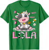 Birthday Girl Party Cow Lover Lola Cute Cow Moo Moo Farmer Birthday Girl Matching T-Shirt - Kelly Green