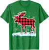 Moose Buffalo Lover Gift Co. Moose Red Buffalo Plaid Matching Pajama Family T-Shirt - Kelly Green