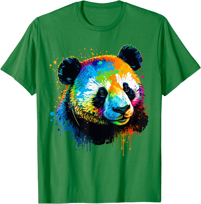 Cute Panda Lovers Kawaii Asian Bears Gifts DAIMMER Watercolor Panda T-Shirt - Kelly Green