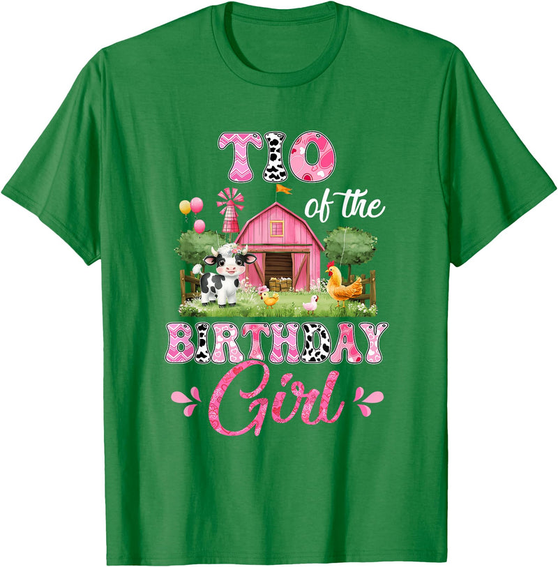 Cow First Birthday Girl Family Tio Of The Birthday Girl 1st Birthday Cow Farm Family T-Shirt - Kelly Green