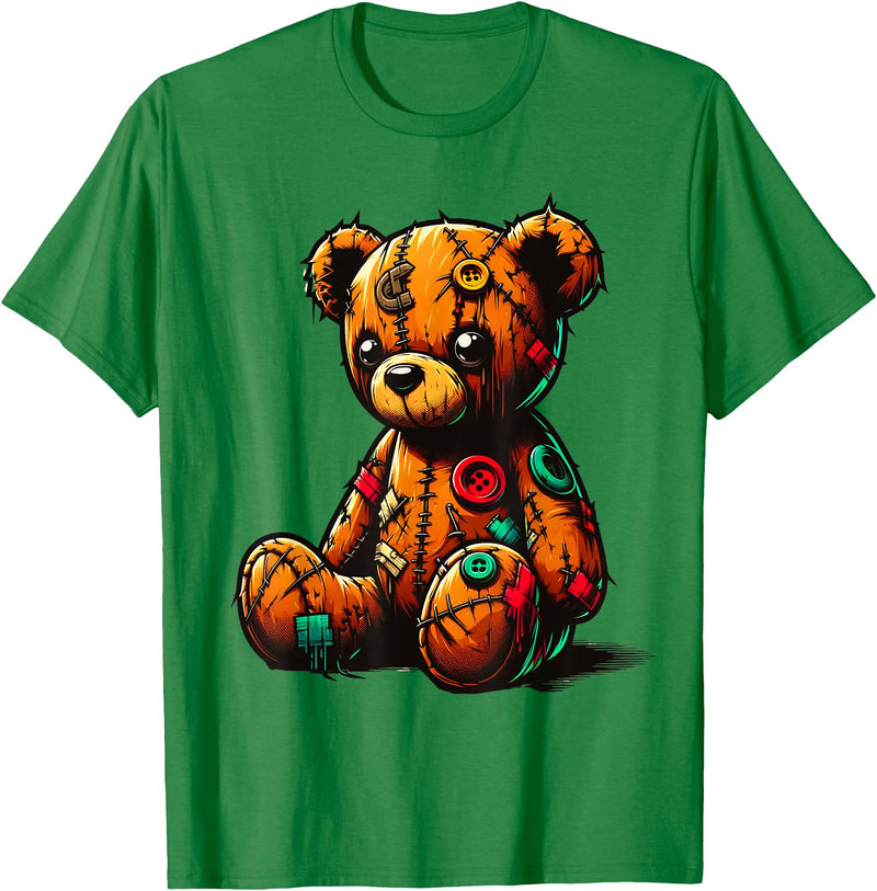 Colorful Teddy Art Cool Teddy Tattered Teddy Bear tshirt Cute Teddy Bear T-Shirt - Kelly Green