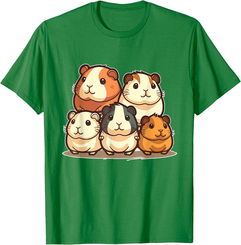 Best & Fun Guinea PIg Designs Cute, Kawaii Guinea Pig Family T-Shirt - Kelly Green