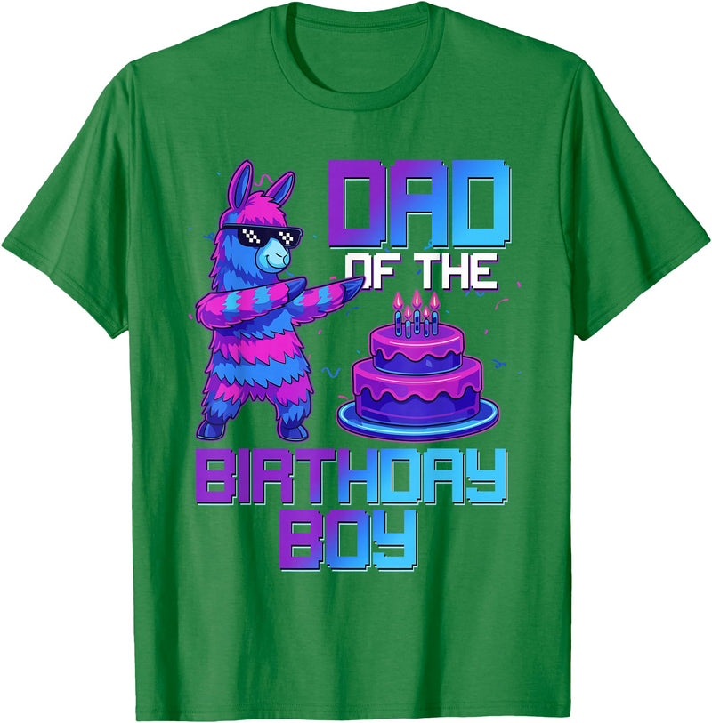 Llama Pinata Birthday Family Bday Party Decoration Daddy of Birthday Boy Llama Pinata Party Family Matching T-Shirt - Kelly Green