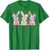 Funny Bunny Three Rabbits Eggs Happy Easter Tie Dye Trendy T-Shirt in Kelly Green
