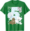 Arctic Animals Birthday Party Family Matching Bday Arctic Animals 5th Birthday Polar Bear Walrus Fox Sea Theme T-Shirt - Kelly Green