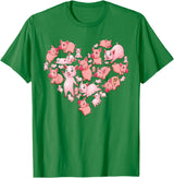 Pig Heart Lover Gift Co. Pig For Women Girls Kids Heart Shape Poses Cute Pig T-Shirt - Kelly Green