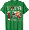 One Year Old Football Birthday Boy Matching Papa of The 1 Year Old Football Lover 1st Birthday Boy T-Shirt - Kelly Green