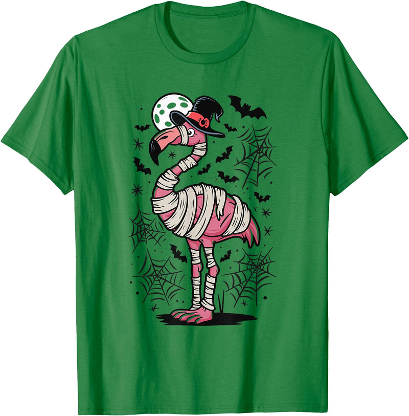Flamingo Halloween Costume Mummy Spooky Flamingo Mummy T-Shirt - Kelly Green