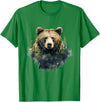 Bear Forest Animal Art Portrait Forest Artwork Wildlife T-Shirt - Kelly Green