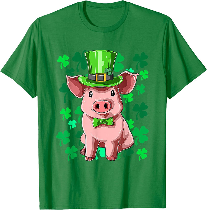 St Patrick's Day Pig Leprechaun Lucky Irish Pig Farmers T-Shirt - Kelly Green