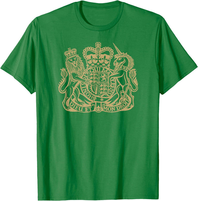 THE LION AND THE UNICORN OF THE UNITED KINGDOM UNITED KINGDOM UK COAT OF ARMS LION AND UNICORN SYMBOL T-Shirt - Kelly Green