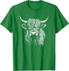 Scottish Highland Cattle Cow Merch Scottish Highland Cattle Cow Drawing T-Shirt - Kelly Green