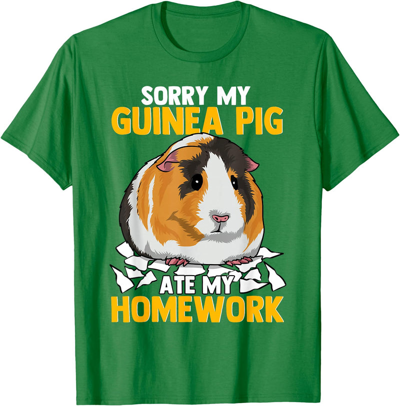 Sorry My Guinea Pig Ate My Homework Funny Pet Rodent Hamster T-Shirt - Kelly Green