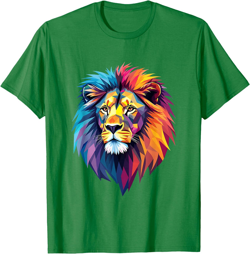 Cool Geometric Lion Colorful Geometric Lion | Lion Graphic for men, women, teens T-Shirt - Kelly Green