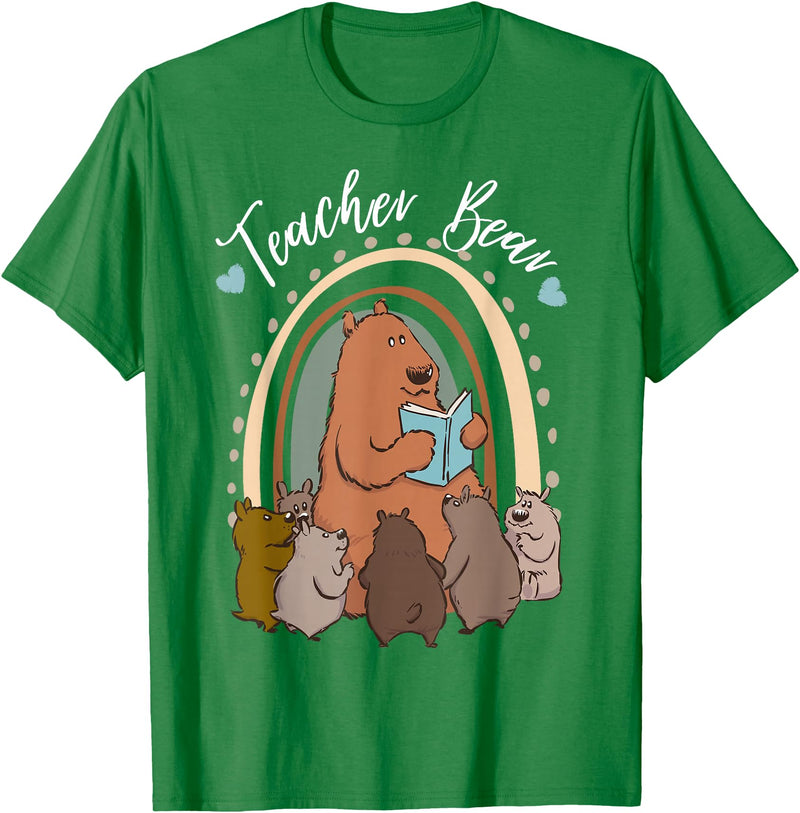 Thank You Teacher Appreciation Gifts Teacher Bear Reading Appreciation Teacher Graphic T-Shirt - Kelly Green