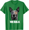 Australian Cattle Dog Patriotic Tee Gifts Merica Australian Cattle Dog with USA Flag Sunglasses Gift T-Shirt - Kelly Green