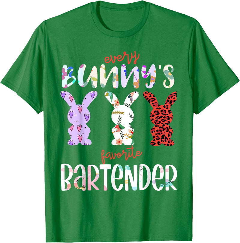Every Bunny’s Favorite Bartender Easter Rabbit T-Shirt in Kelly Green