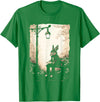 Rabbit with Book on Park Bench Bunny Lover, Men, Women, Kids T-Shirt in Kelly Green