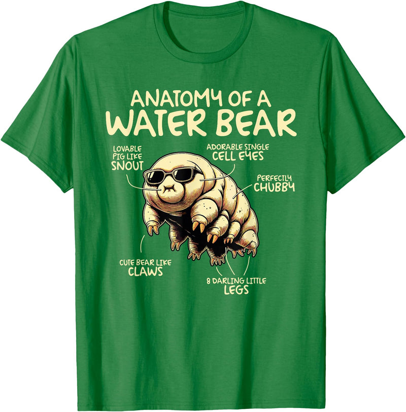 Tardigrade Water Bear Co Anatomy Of A Water Bear Funny Tardigrade T-Shirt - Kelly Green