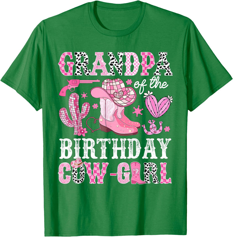 Pink Western Cowgirl Bday Party Family Matching Grandpa Of The Birthday Cow-Girl Rodeo Cowgirl Bday T-Shirt - Kelly Green