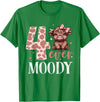 Highland Cow Print 4 Year Old Girl Birthday Gifts 4 Ever Moody Scottish Highland Cow 4th Birthday Girl T-Shirt - Kelly Green