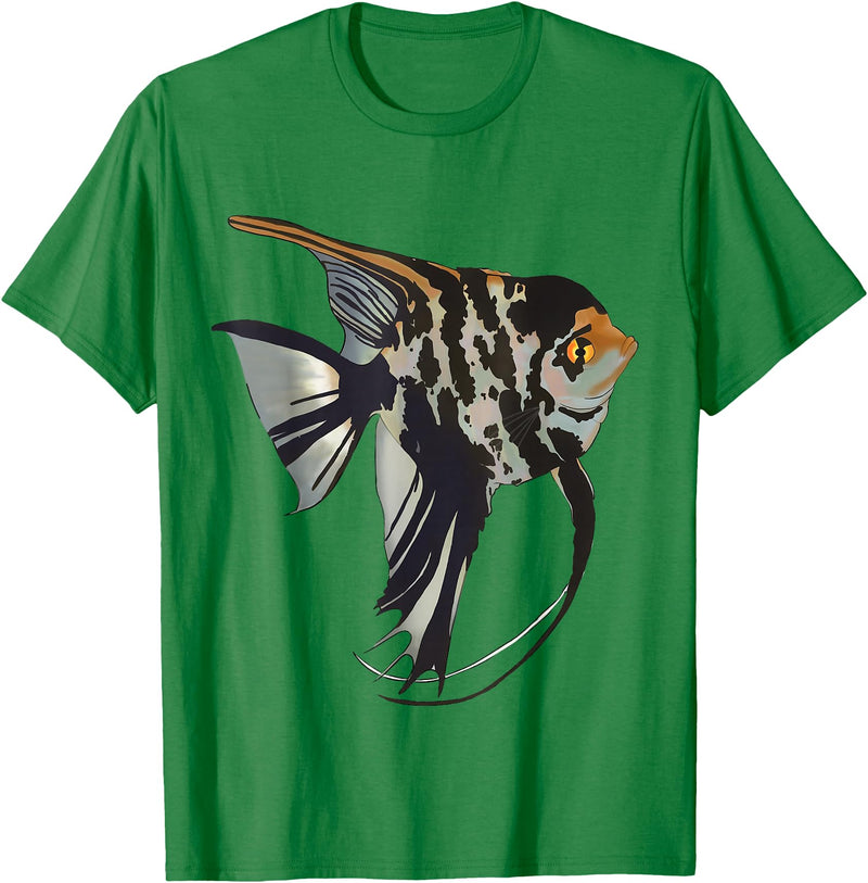 Freshwater Fish Fun Marbled Freshwater Angelfish T-Shirt - Kelly Green