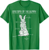 Rabbit Anatomy Bunny Lover Animal Pet Owner Gift T-Shirt in Kelly Green