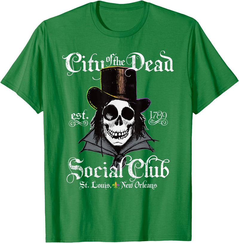 All Hallows Eve Tees by ADS New Orleans Voodoo Doctor Goth Skull Halloween T-Shirt - Kelly Green