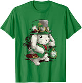 Cute Rabbit Lover Bunny Graphic T-Shirt (Asphalt Grey) in Kelly Green