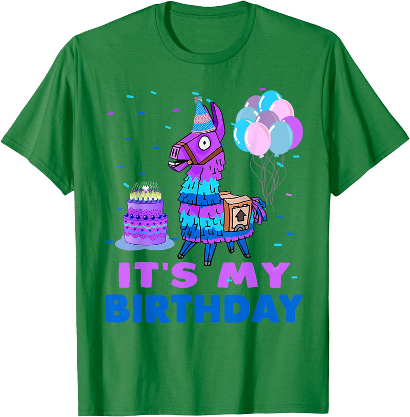 It's My Birthday for Llama Party T-Shirt - Kelly Green