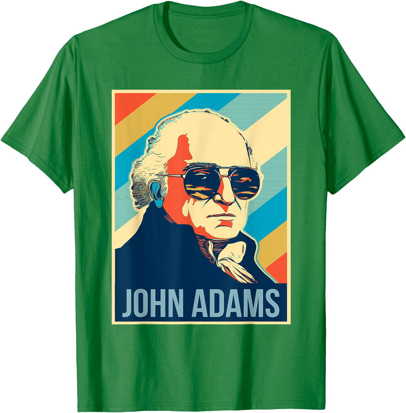 President John Adams Tees 4th Of July John Adams President Retro Patriotic T-Shirt - Kelly Green