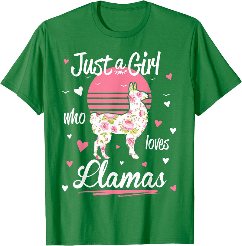 Pack A Punch Just A Girl Who Loves Llamas Llama Shirt Vintage T-Shirt - Kelly Green