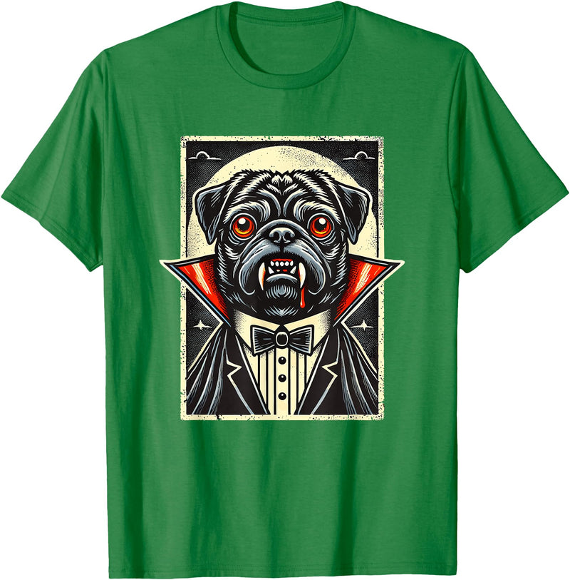 Haunted Spooky Halloween Gifts Halloween Vampire Pug Pugs T-Shirt - Kelly Green